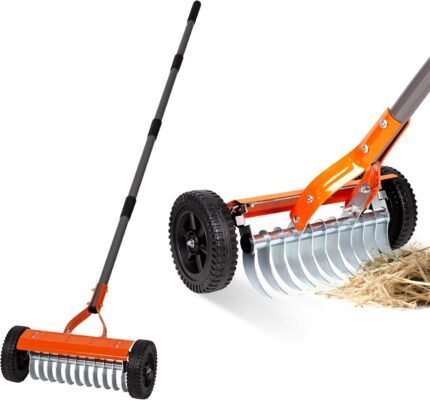 Walensee dethatching roller rake, sturdy wheels for smooth lawn dethatching, ideal garden tools.