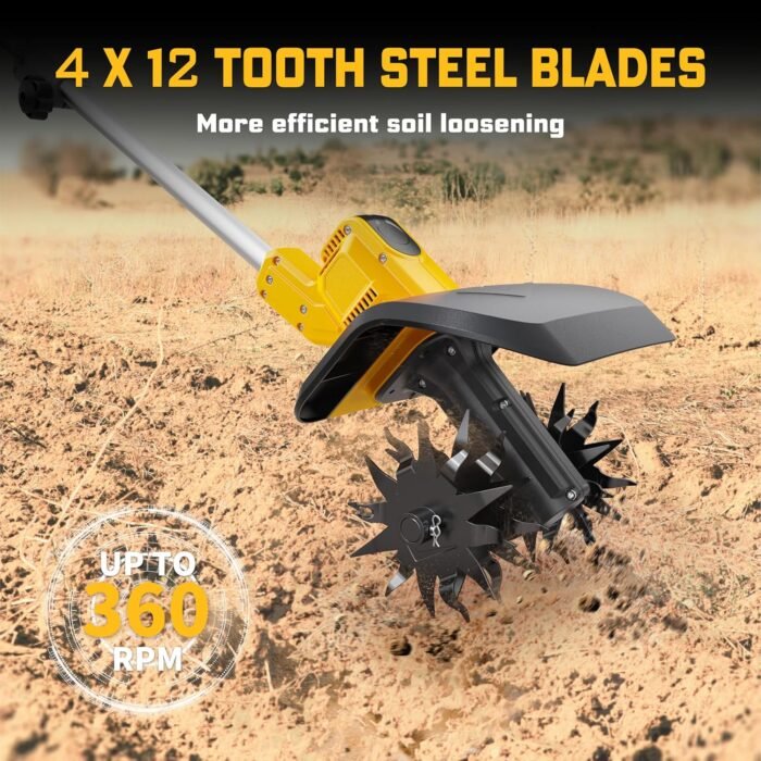 t: Lightweight garden tools cordless tiller for easy portability and operation.