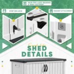 shed focusing on the safe storage features, including the foot switch with bottom pin and top magnet for secure closure.