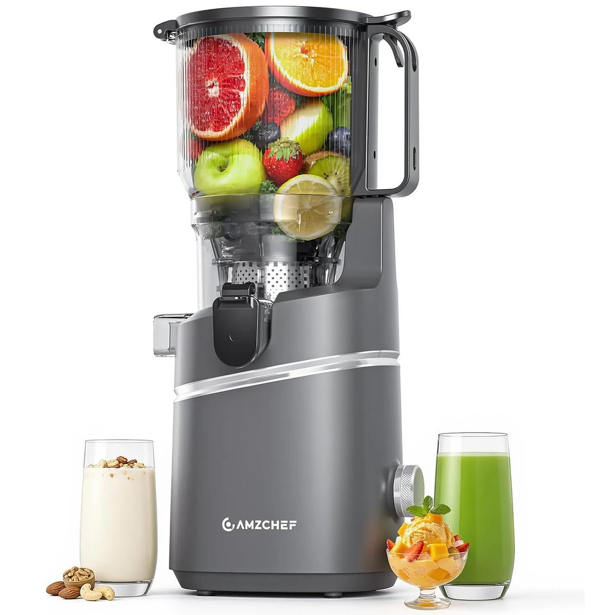 amzchef-2026-upgraded-cold-press.jpg AMZCHEF Cold Press Juicer 2026 Upgraded, 6.5" Large Feed Chute for Whole Fruits & Vegetables - Image 1